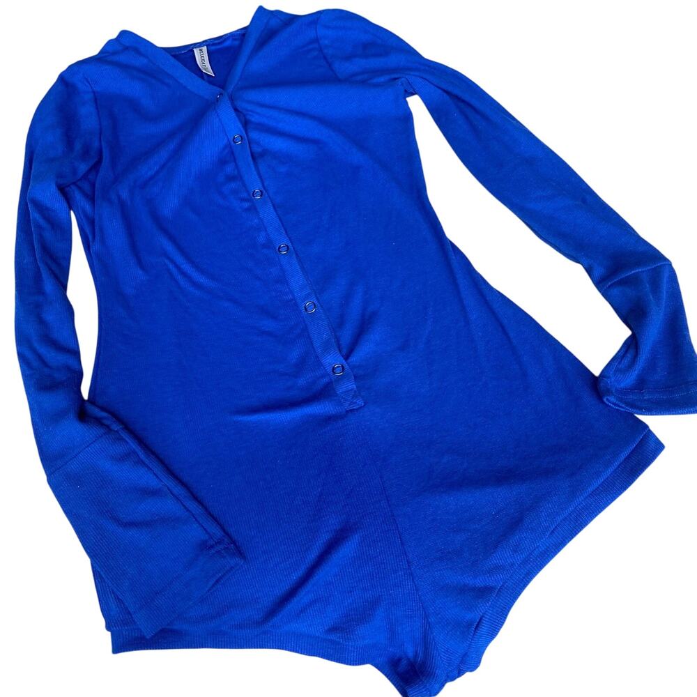 NWOT Moxeay Size Small Ladies bodysuit Royal Blue Long Sleeve Soft Casual